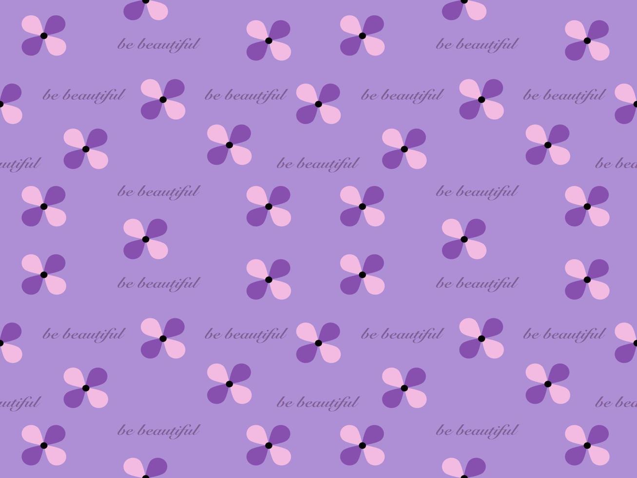 Flower cartoon character seamless pattern on purple background vector