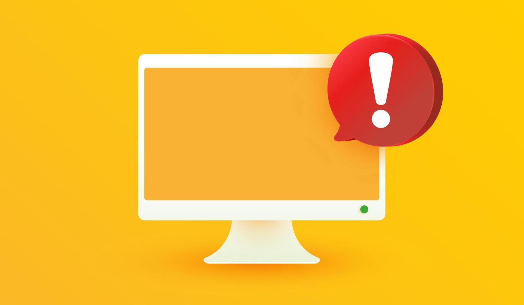 Computer interface alert notification icon on yellow backround vector illustration. Important reminder.