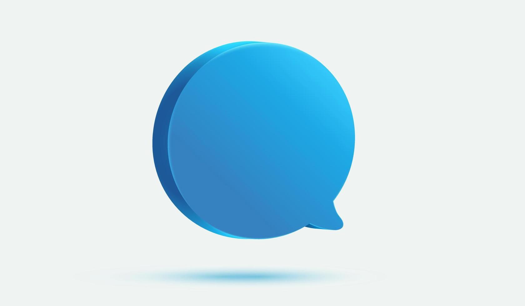 icono de vector 3d de burbuja de mensaje azul. bocadillo de diálogo en el fondo