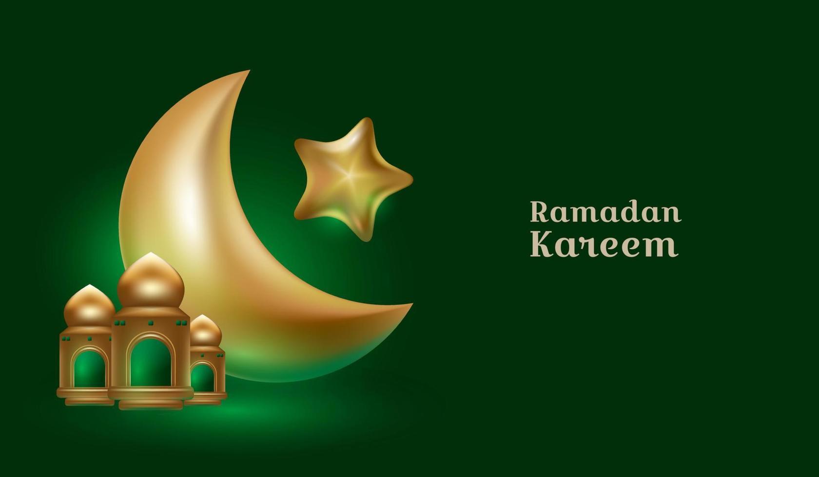 modern Islamic holiday banner. Ramadan Kareem holiday design. Celebrate Ramadhan Holy month in Islam 3d vector illustration style .