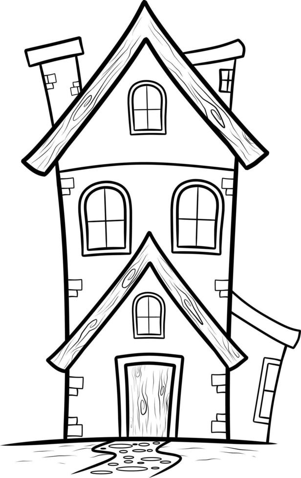 House coloring pages illustration cartoon 6986354 Vector Art at Vecteezy