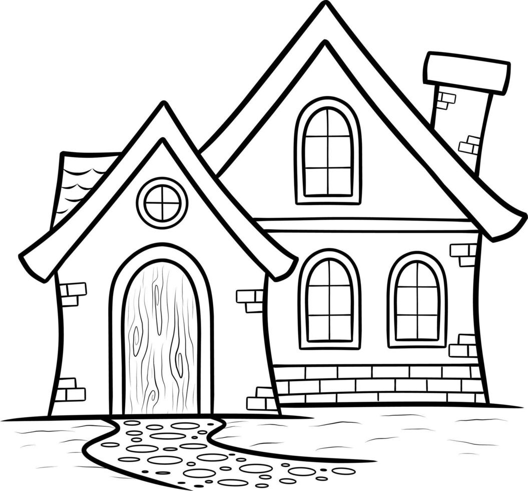 House coloring pages illustration cartoon vector