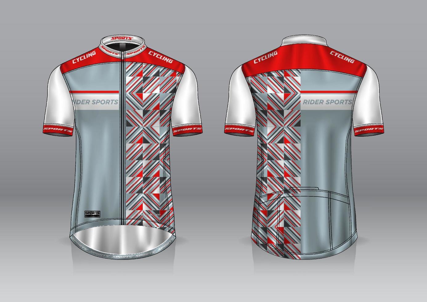 diseño de camiseta para ciclismo, vista frontal y posterior, y fácil de editar e imprimir en tela, ropa deportiva para equipos ciclistas vector