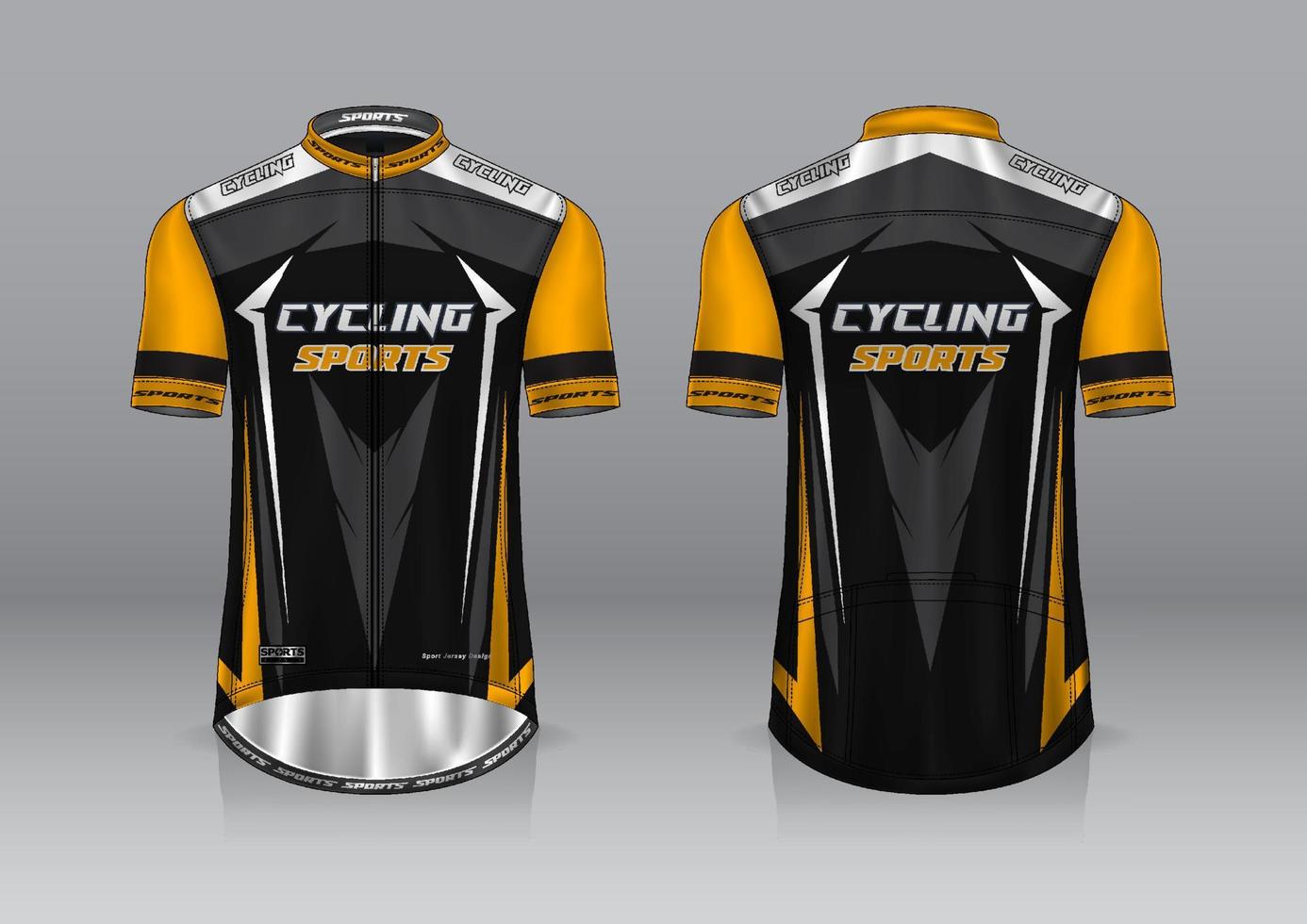 diseño de camiseta para ciclismo, vista frontal y posterior, y fácil de editar e imprimir en tela, ropa deportiva para equipos ciclistas vector