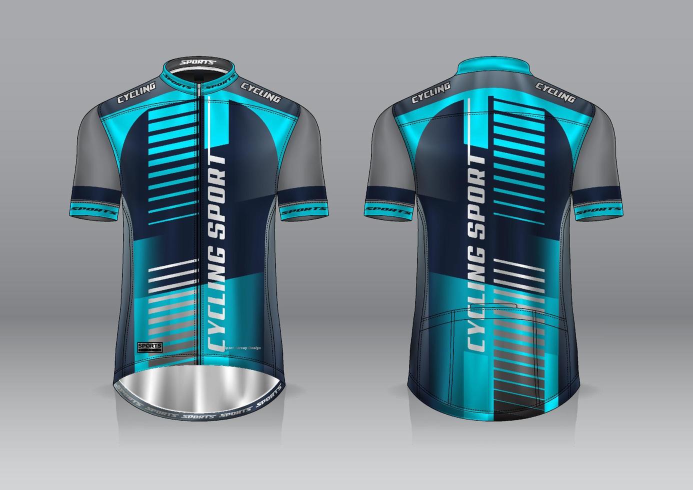 diseño de camiseta para ciclismo, vista frontal y posterior, y fácil de editar e imprimir en tela, ropa deportiva para equipos ciclistas vector
