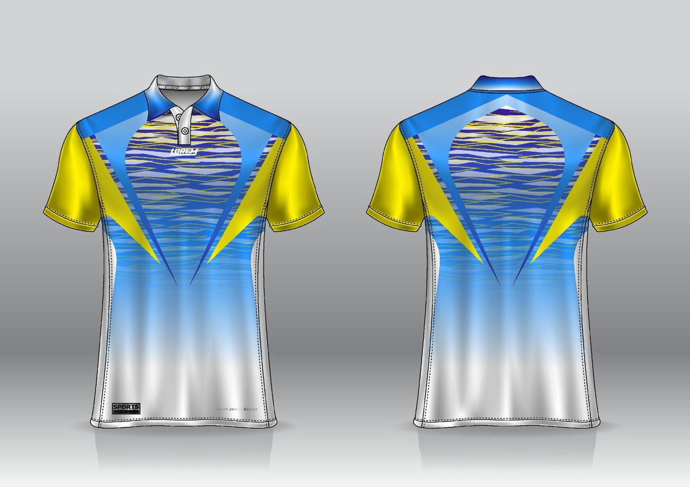 diseño de camiseta de polo para deportes al aire libre vista frontal y trasera vector