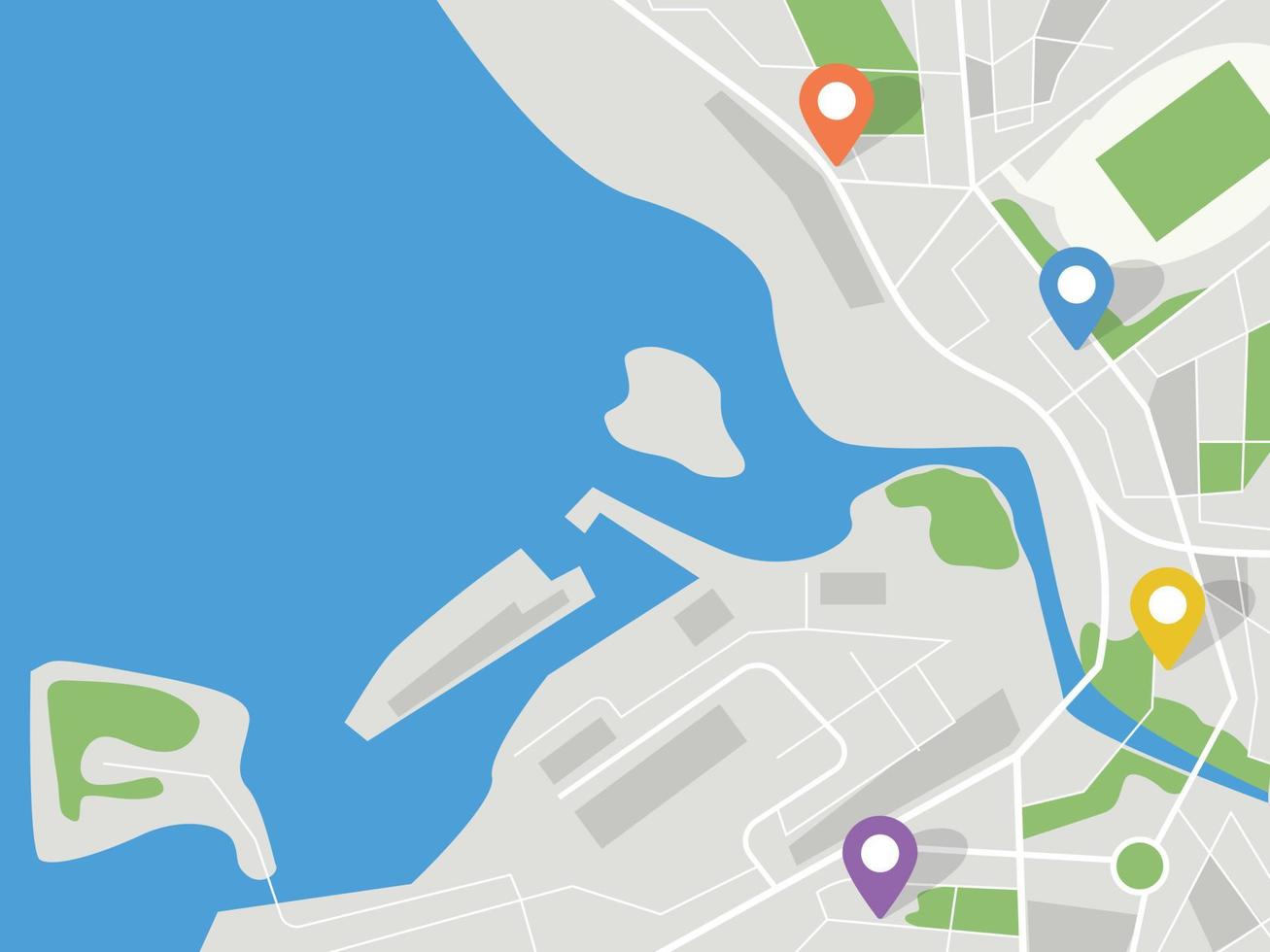 City map with navigation icons vector