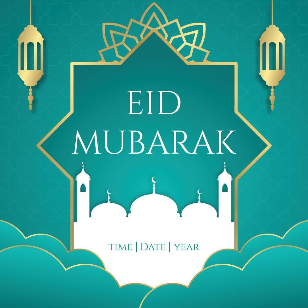 publicación realista de instagram de eid mubarak vector