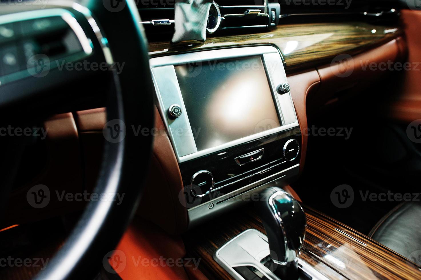 Interior of new luxury sport car. photo