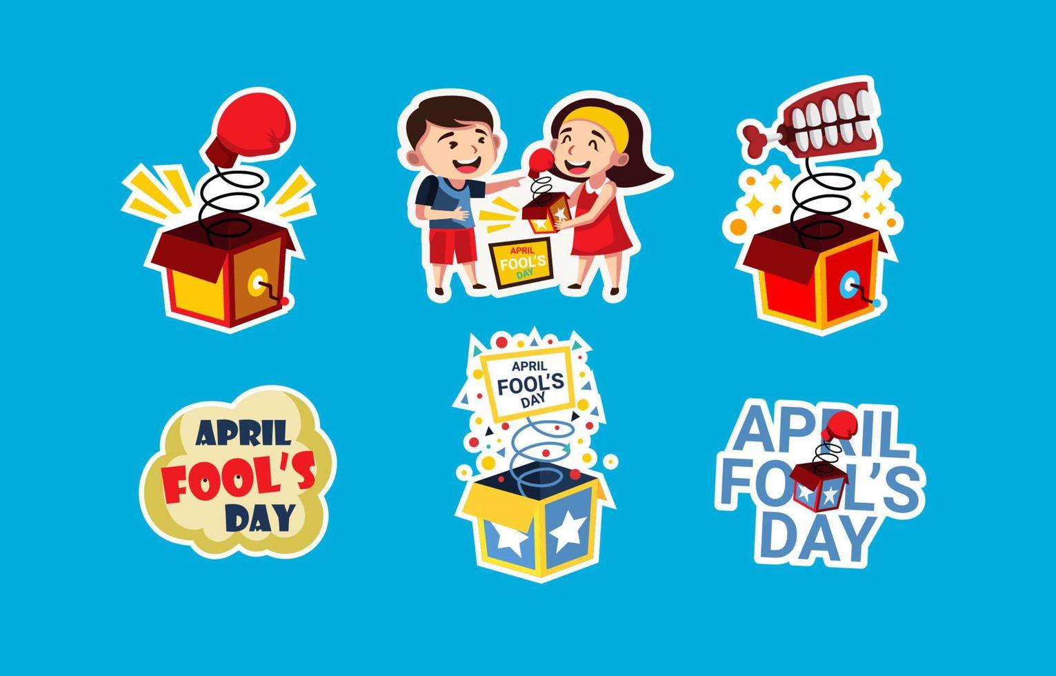 April Fools Day Stickers Collection vector