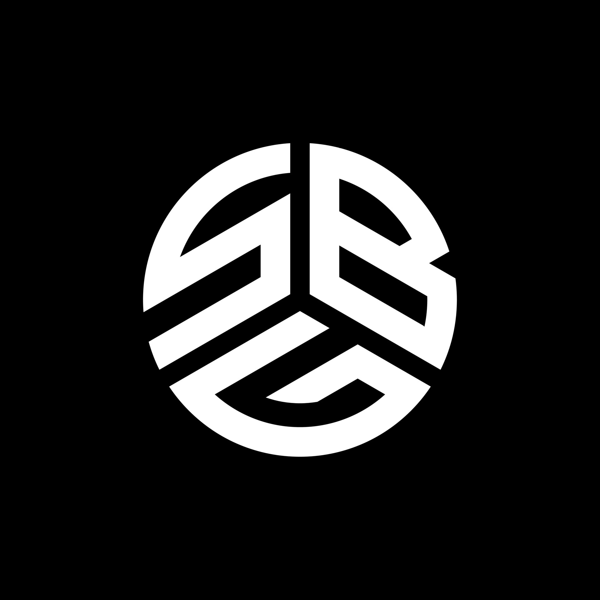 SBG letter logo design on black background. SBG creative initials