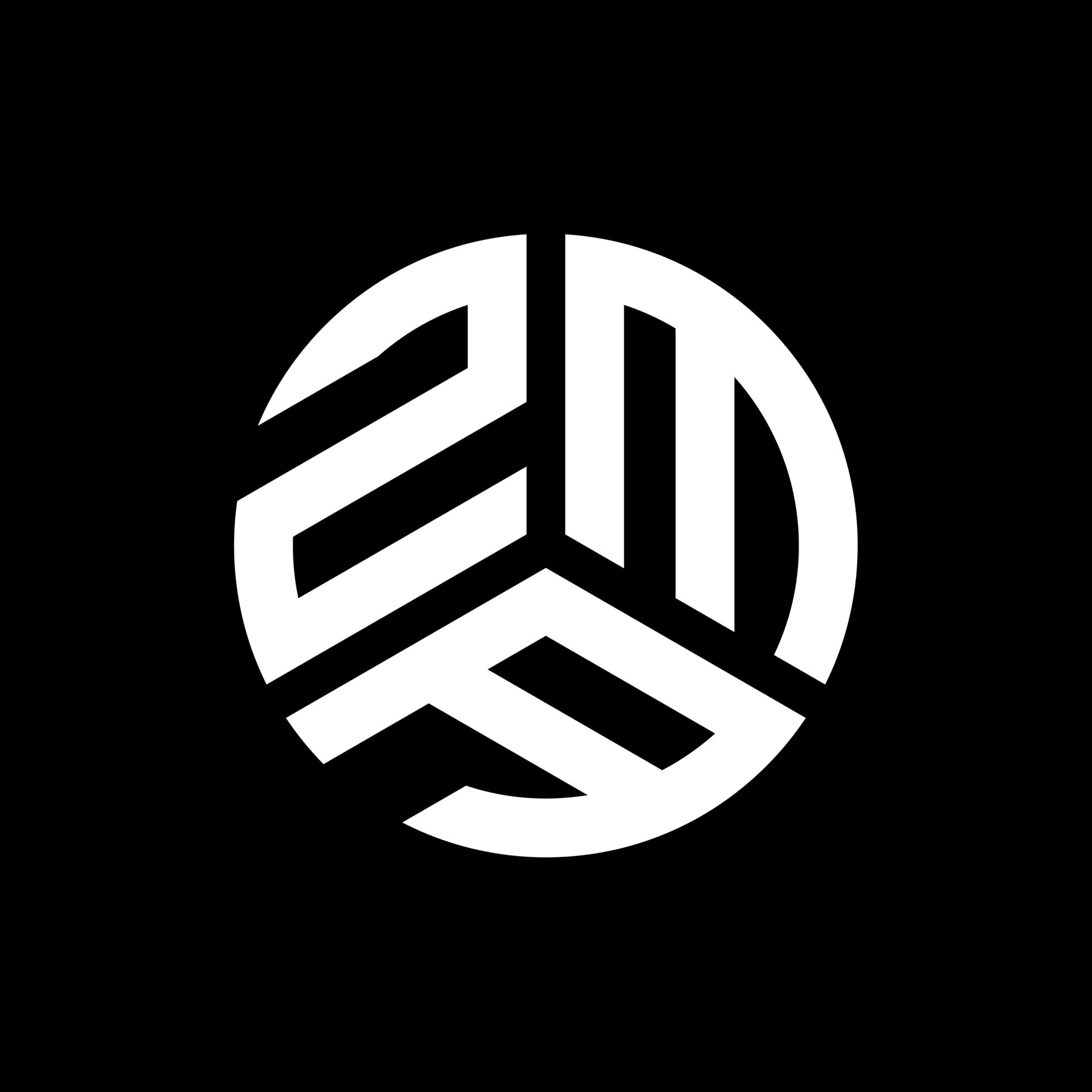 ZMA letter logo design on black background. ZMA creative initials letter logo concept. ZMA