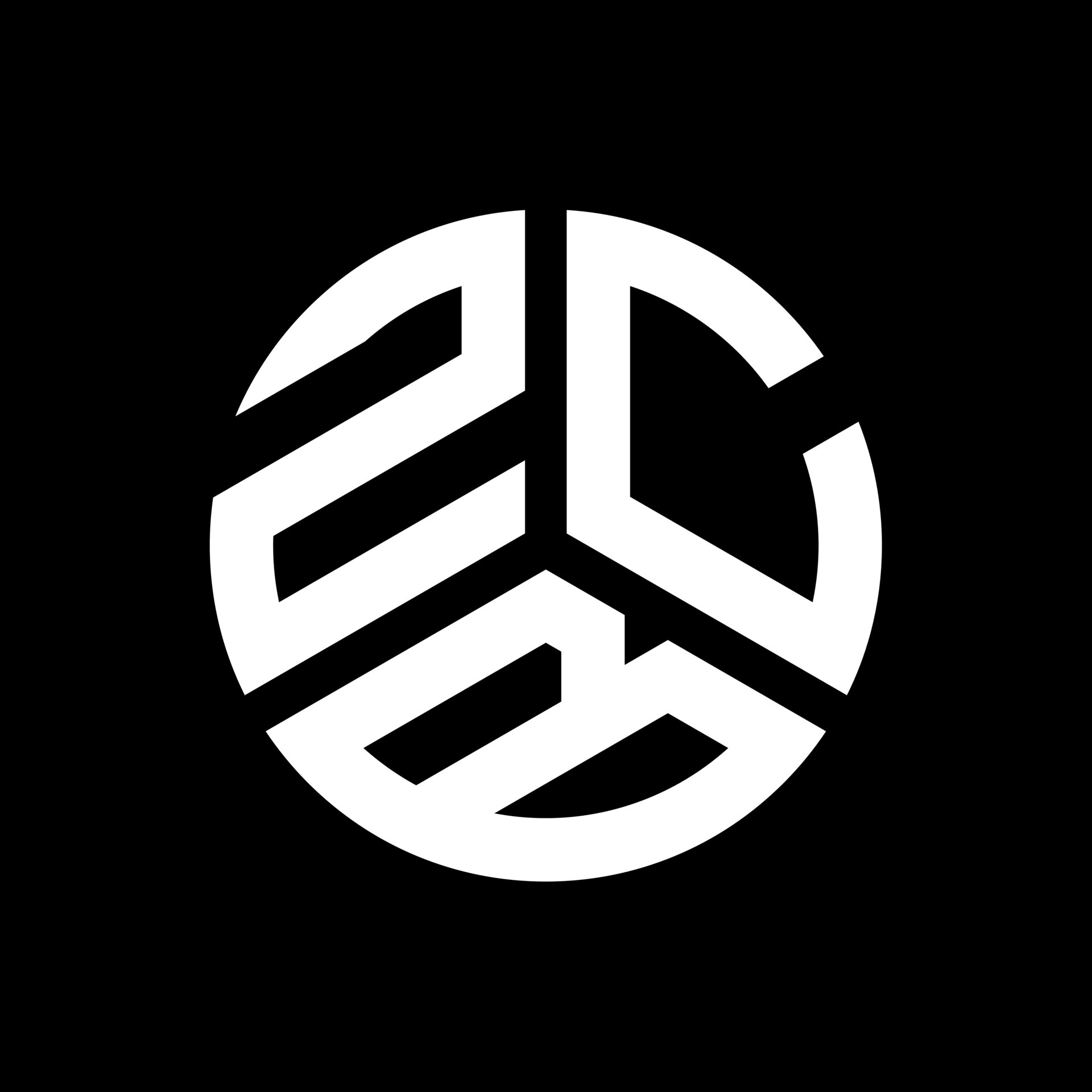 ZCB letter logo design on black background. ZCB creative initials .
