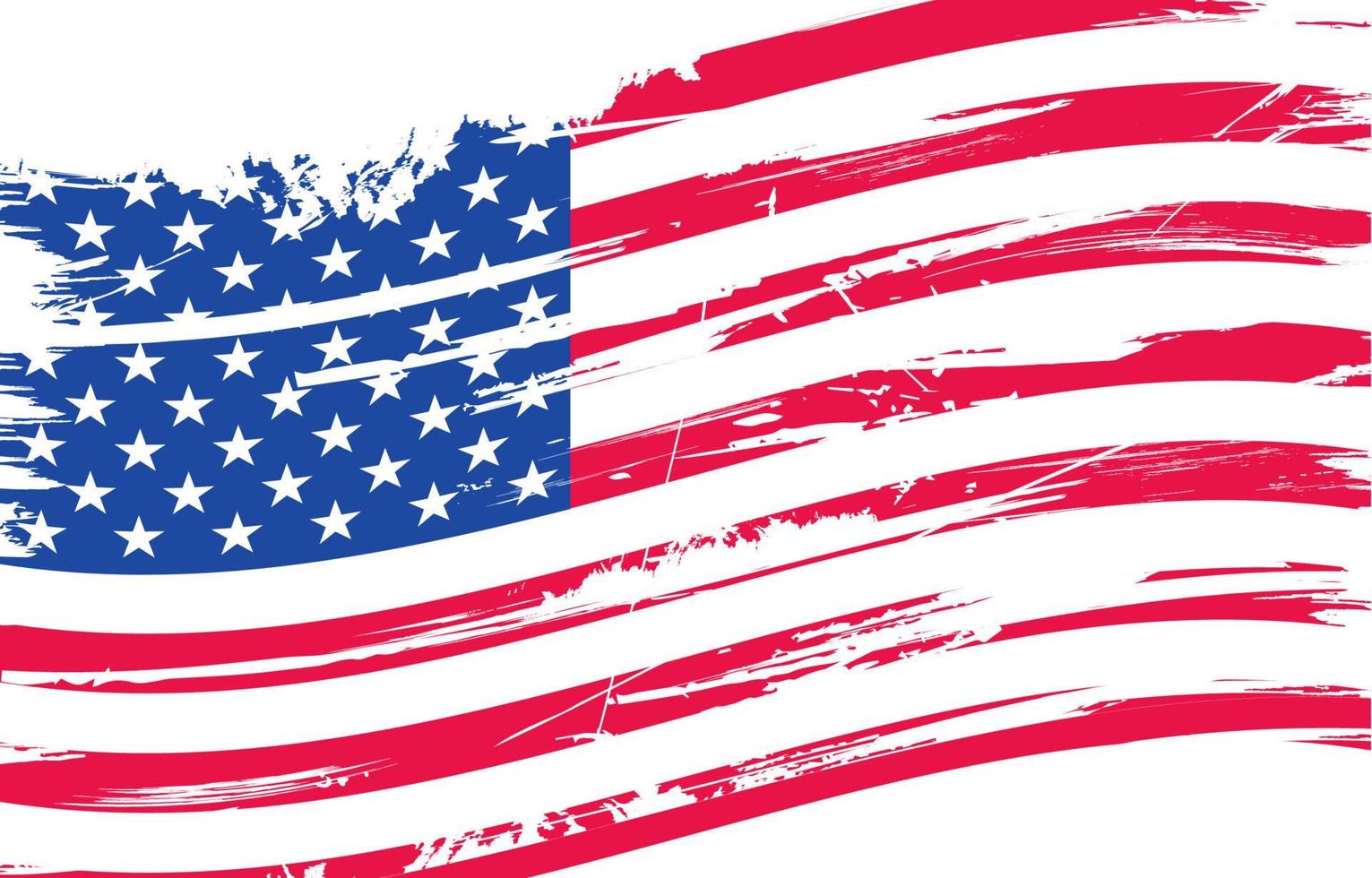 bandera americana ondulada con texturas grunge vector