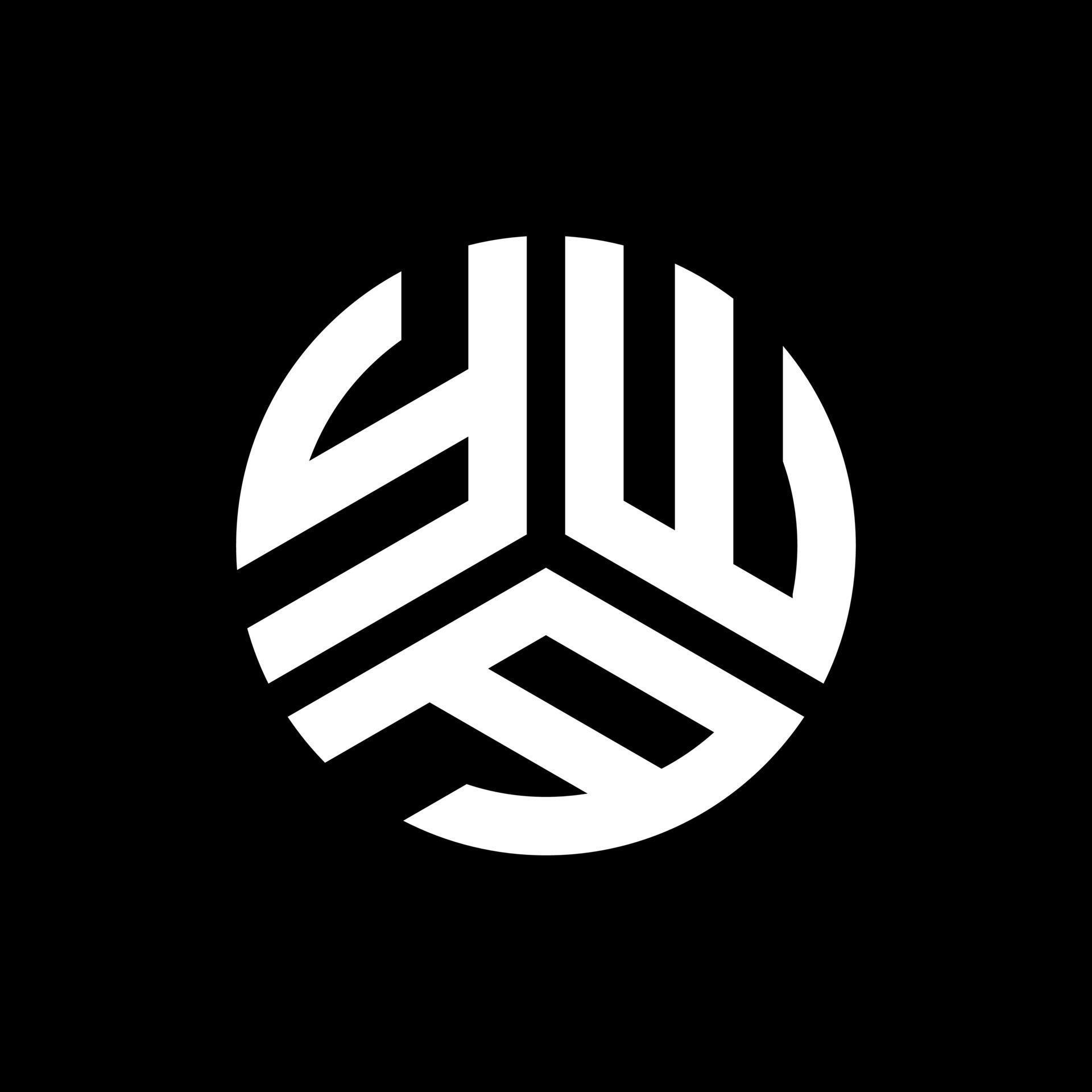 YWA letter logo design on black background. YWA creative initials