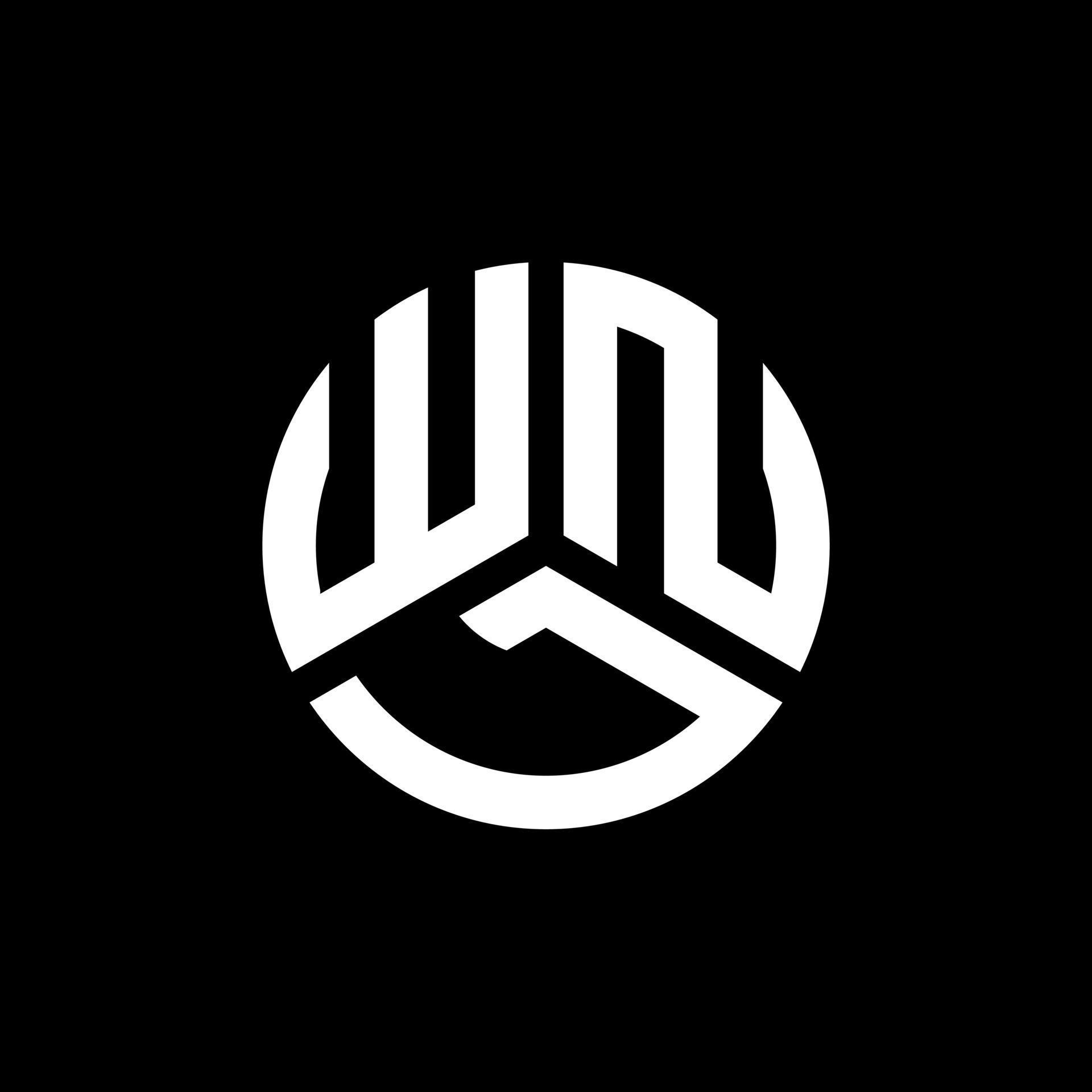 WNL letter logo design on black background. WNL creative initials