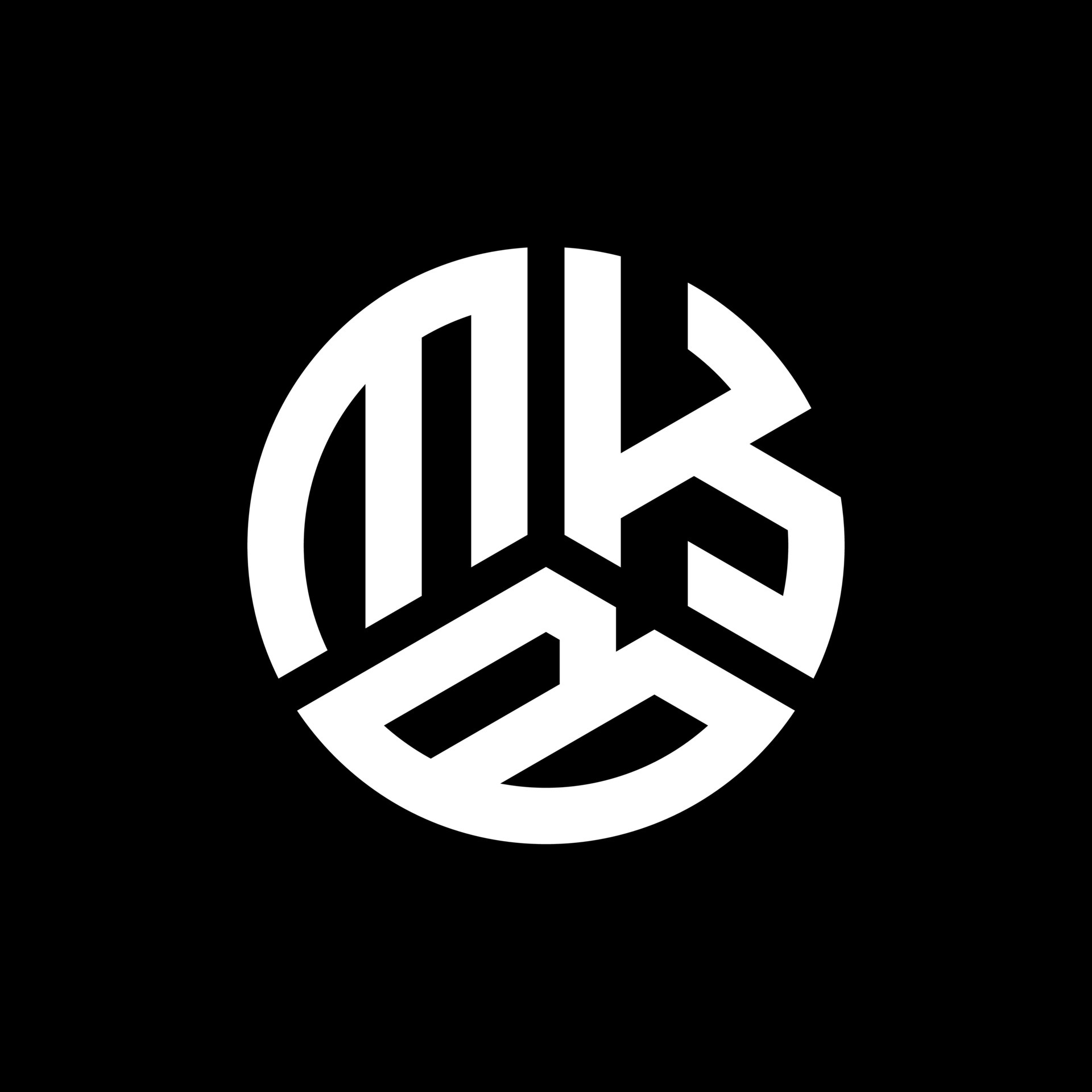 MKB letter logo design on black background. MKB creative initials