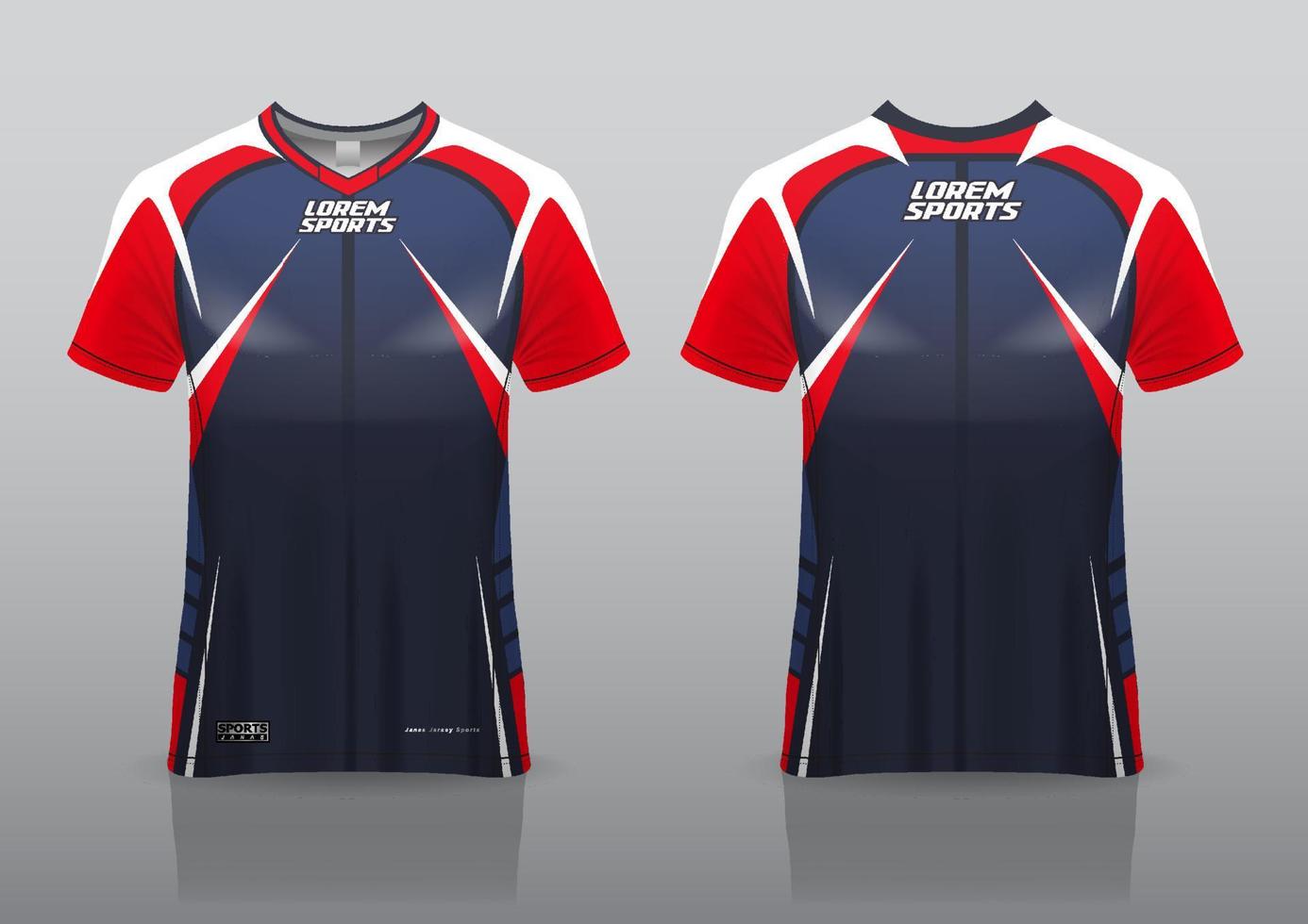 Vista frontal y posterior del diseño de juegos de la camiseta de esport vector