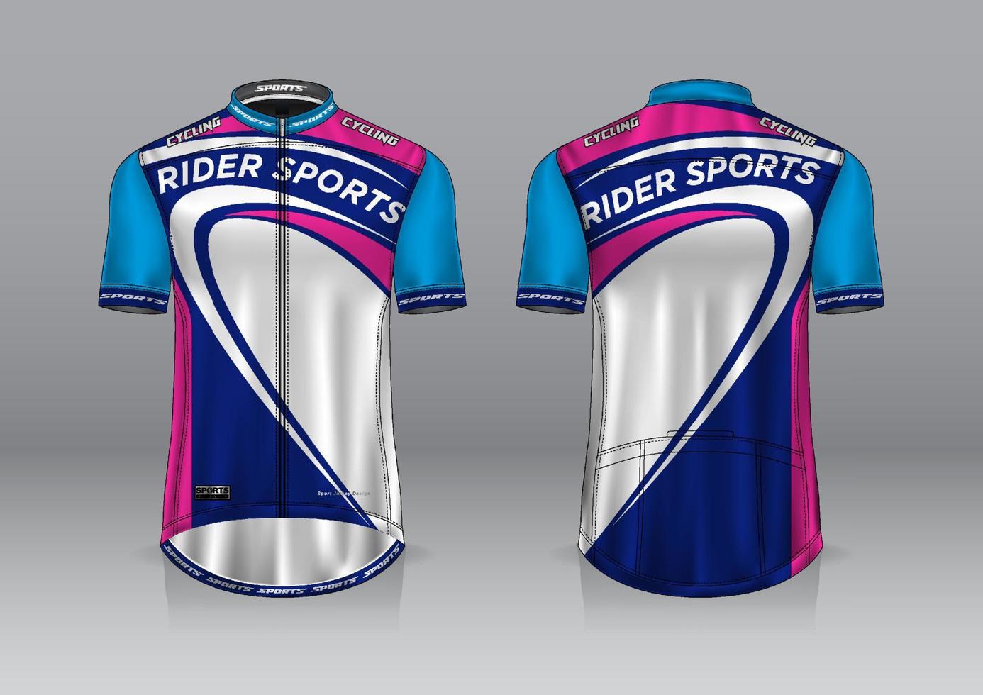 jersey design for cycling, front and back view, and easy to edit and print on fabric, sportswear for cycling teams vector