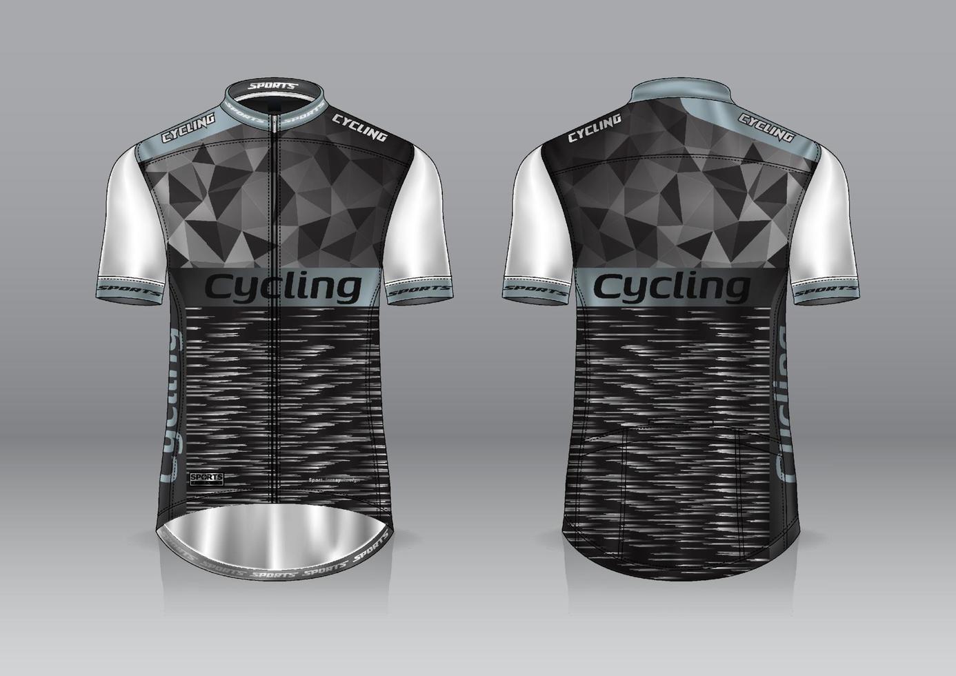 diseño de camiseta para ciclismo, vista frontal y posterior, y fácil de editar e imprimir en tela, ropa deportiva para equipos ciclistas vector