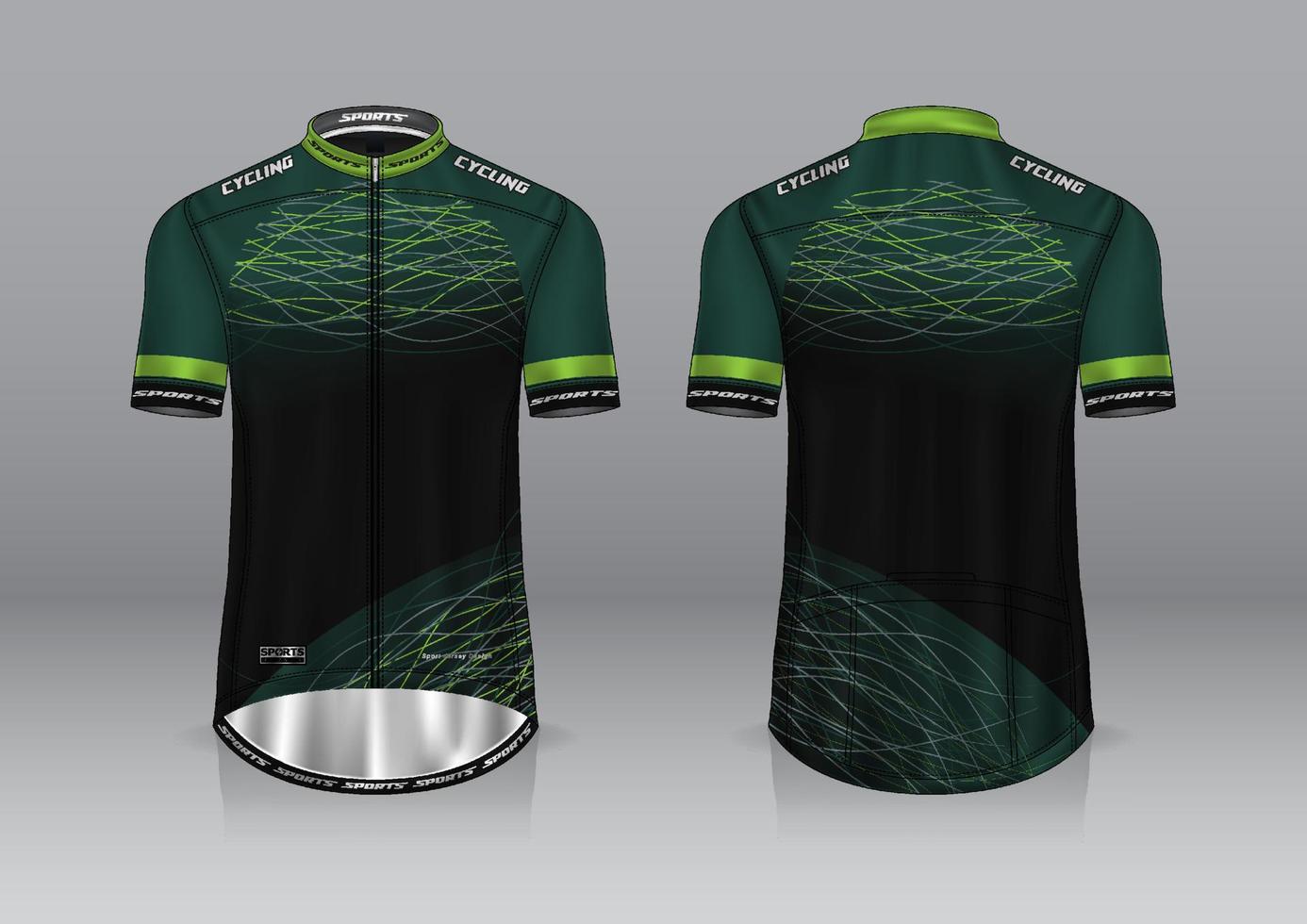 diseño de camiseta para ciclismo, vista frontal y posterior, y fácil de editar e imprimir en tela, ropa deportiva para equipos ciclistas vector