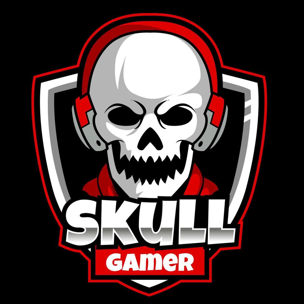 skull gamer mascot logo gaming vector illustration