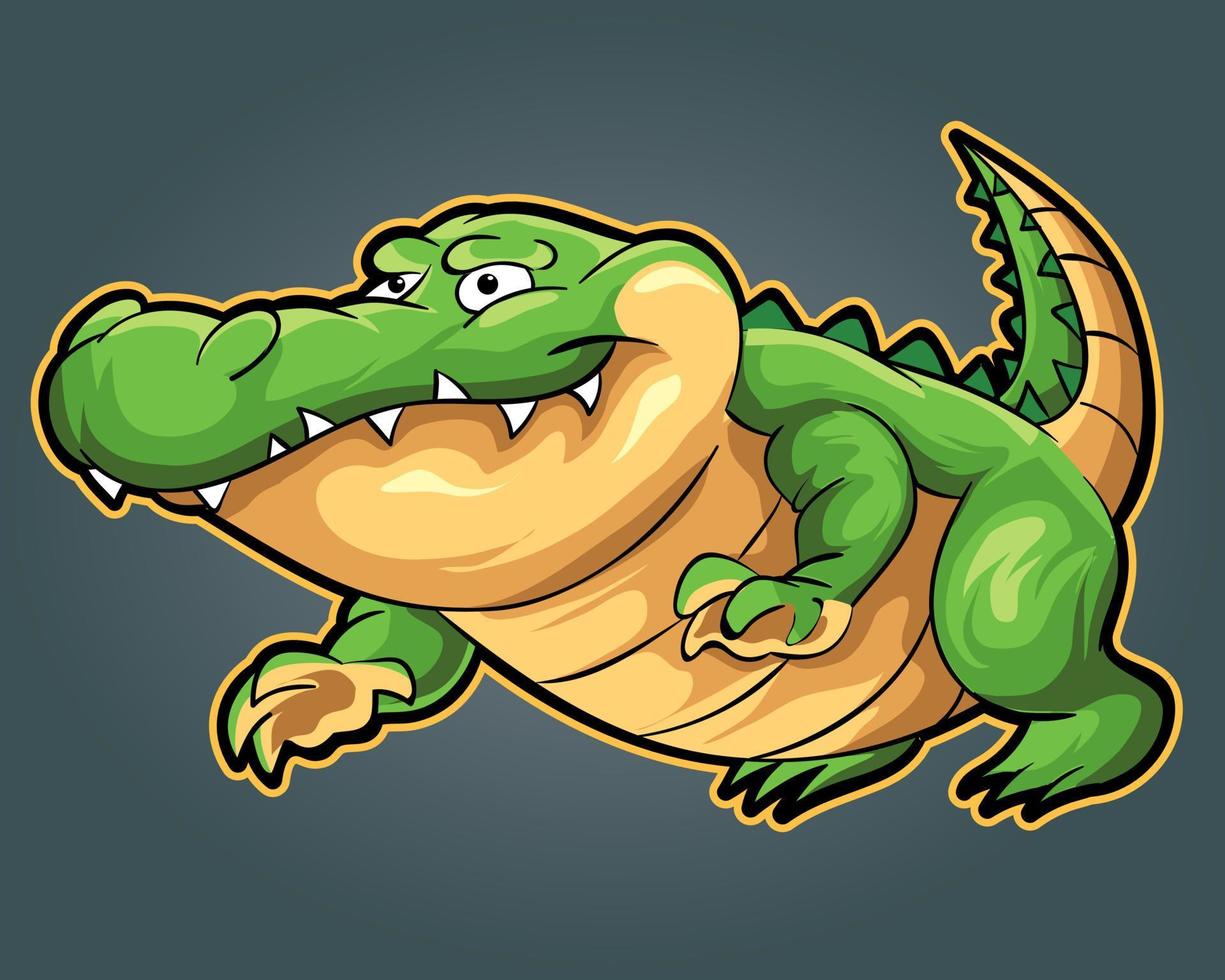 ejemplo lindo de la historieta de la mascota del caimán vector