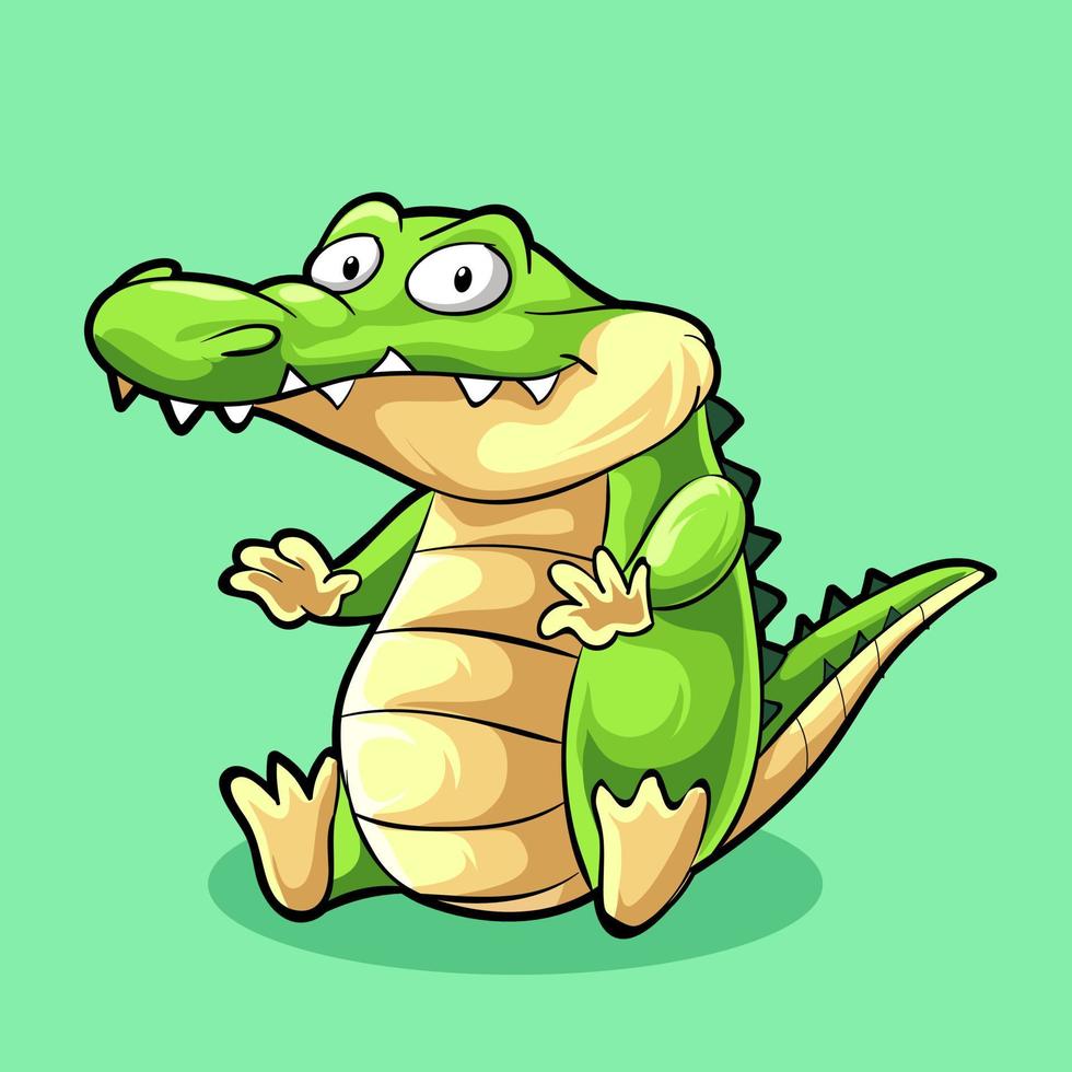 cute alligator mascot cartoon illustration vector
