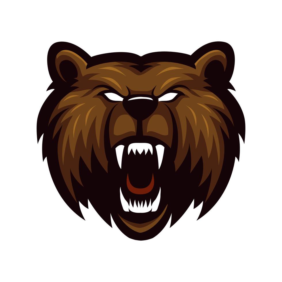 cabeza oso enojado , mascota esports logo vector ilustración