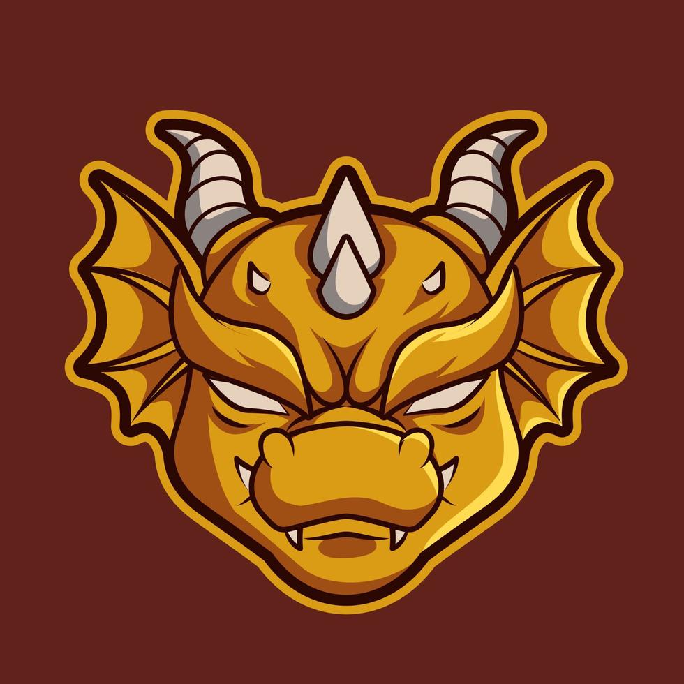 dragón mascota de dibujos animados esport logo vector ilustración