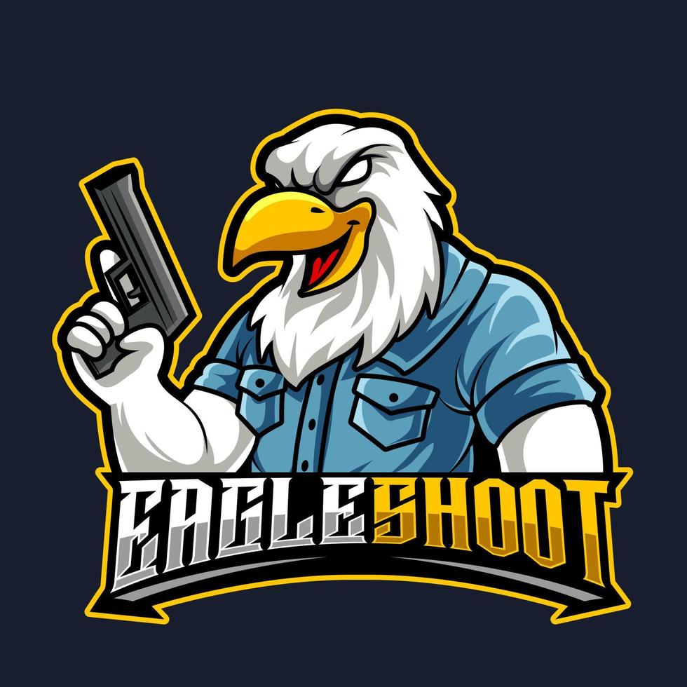 eagle shoot mascot logo gaming vector illustration