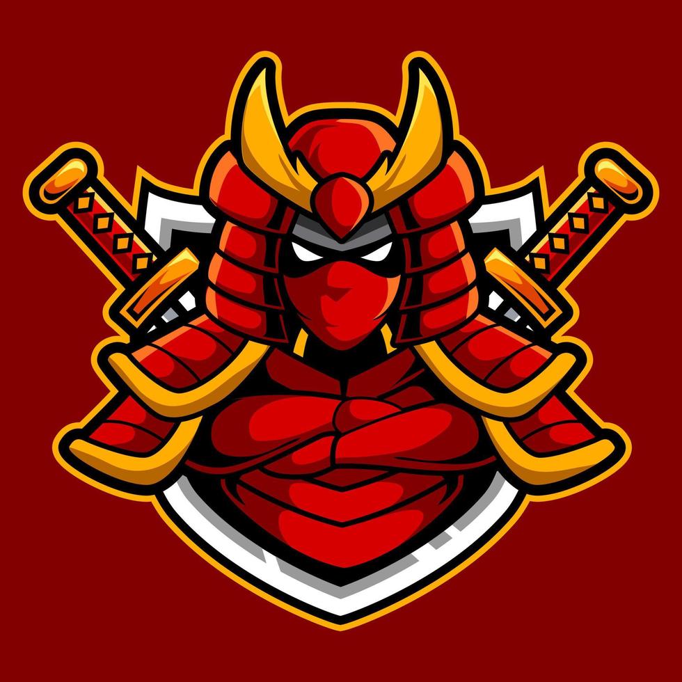 Ilustración de vector de logotipo de mascota samurai