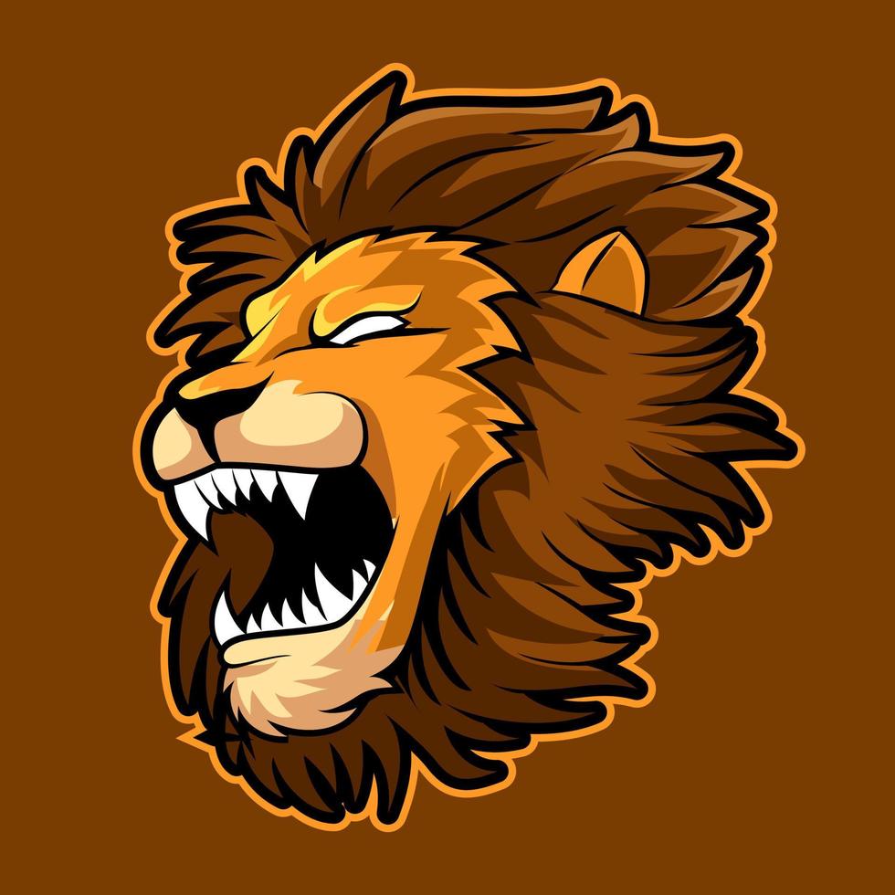 cabeza león mascota esport logo vector ilustración