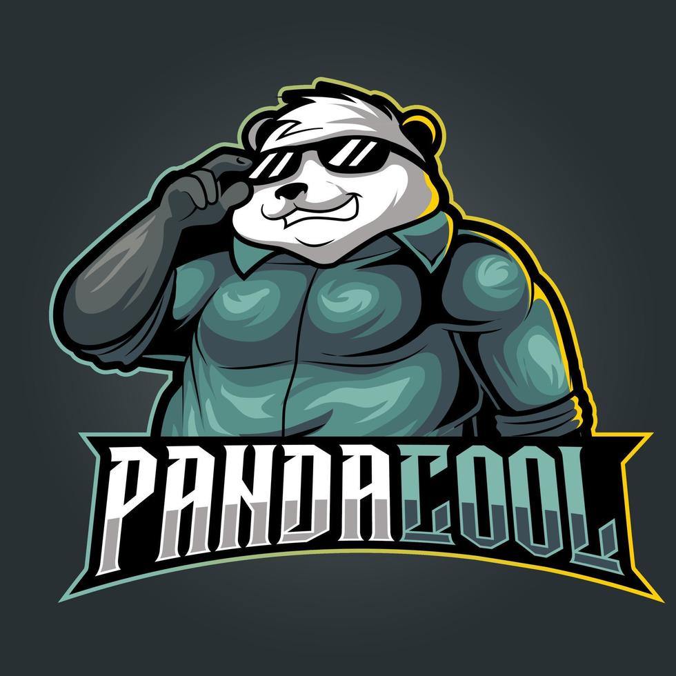 ilustración de logotipo de mascota de panda genial vector