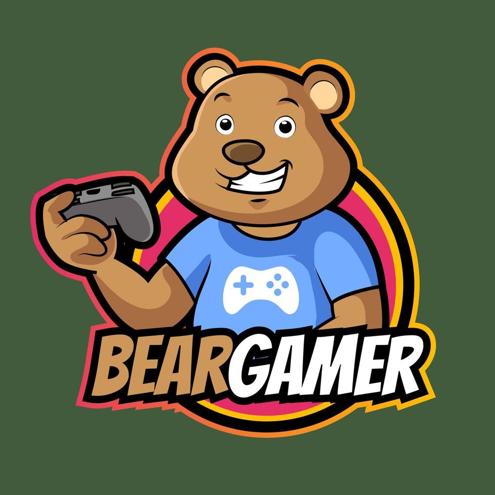 bear mascot logo for gaming vector