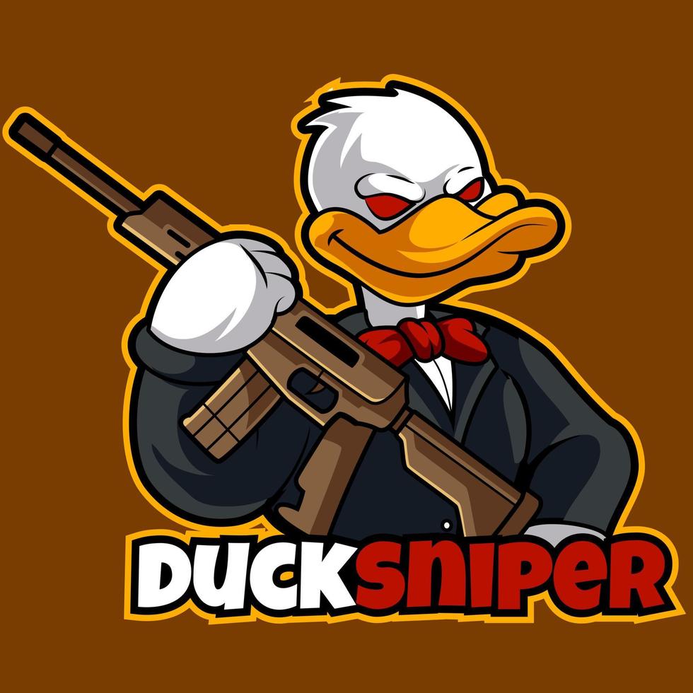 duck sniper mascot logo vector illustration