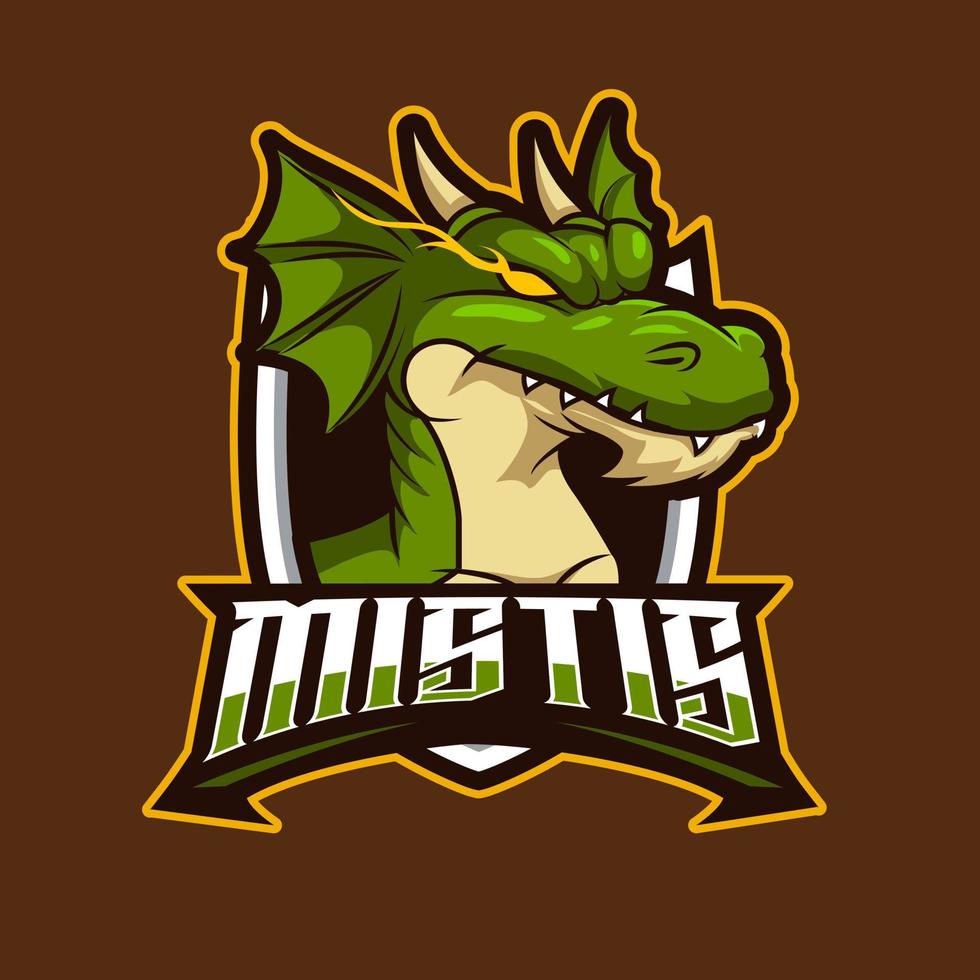 dragón mascota de dibujos animados esport logo vector ilustración