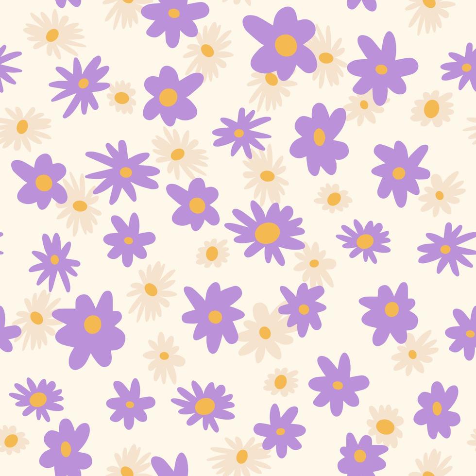 Gorgeous seamless floral pattern with flowers. Endless design with delicate wild flowers for printing and decoration. Repeatable botanical backdrop. Color flat vector illustration.