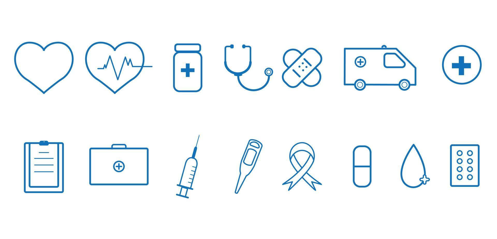 conjunto de iconos sobre salud y medicina vector