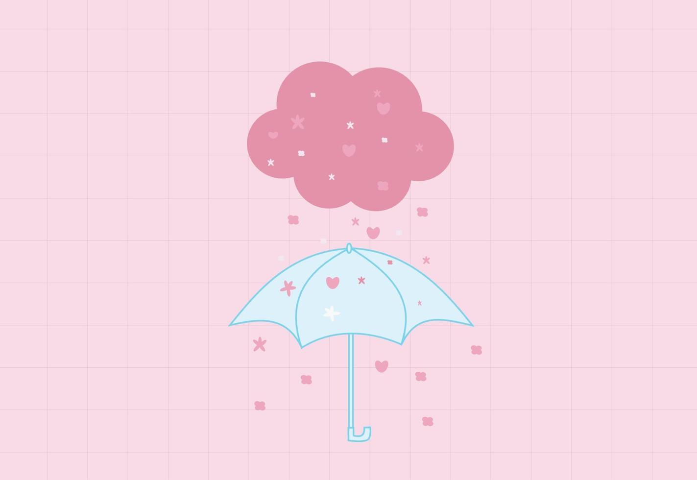 Love fall as Rain on Umbrella with Grid Background vector