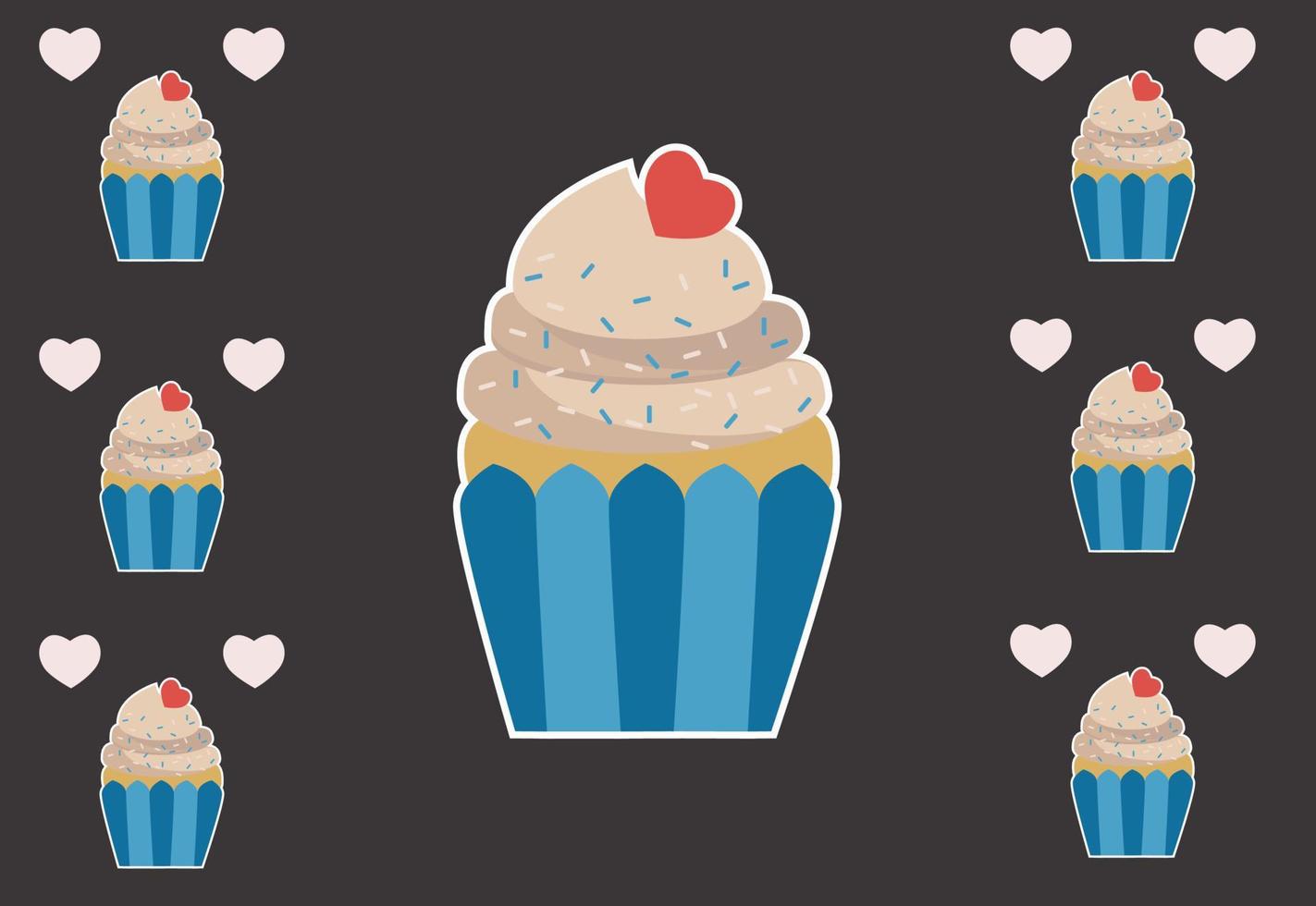 lindos cupcakes decorados con líos ilustración vectorial de fondo vector