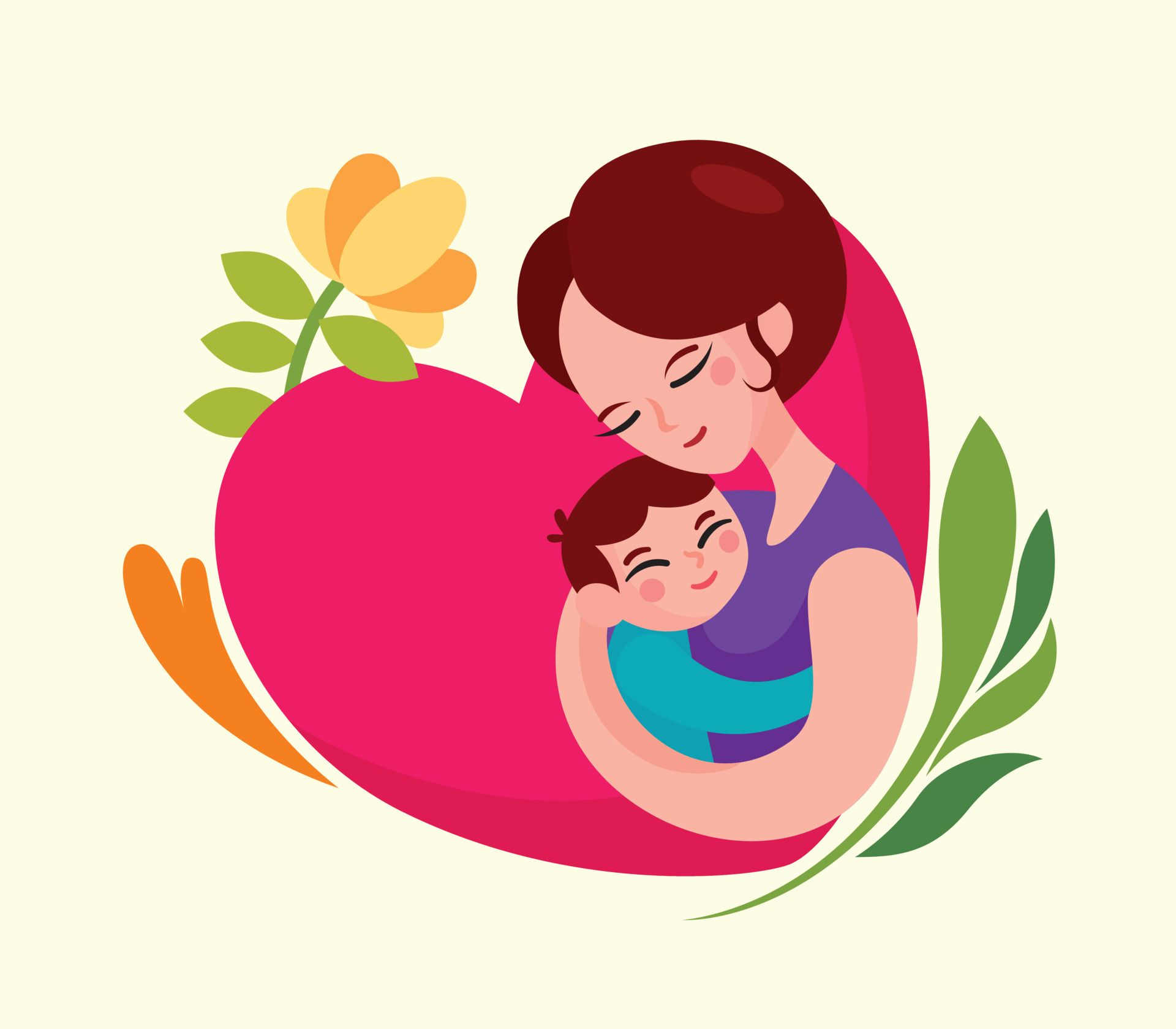 Happy mother's day cartoon mom holding kid with heart shape and flower background illustration 6989200 Vector Art at Vecteezy Happy mother's day cartoon mom holding kid with heart shape and flower background illustration 6989200 Vector Art at Vecteezy