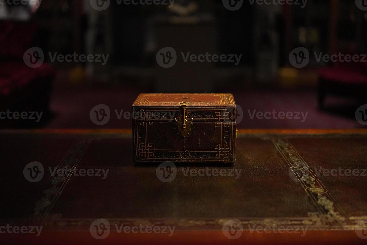 Golden chest and vintage treasure chest. photo