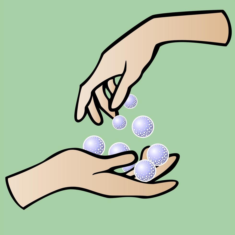 Morning hand washing, hands with soap foam vector