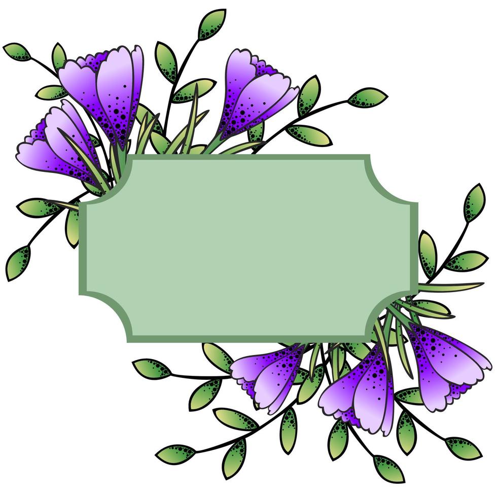 Spring composition, frame with an empty space for text, lilac crocus flowers vector