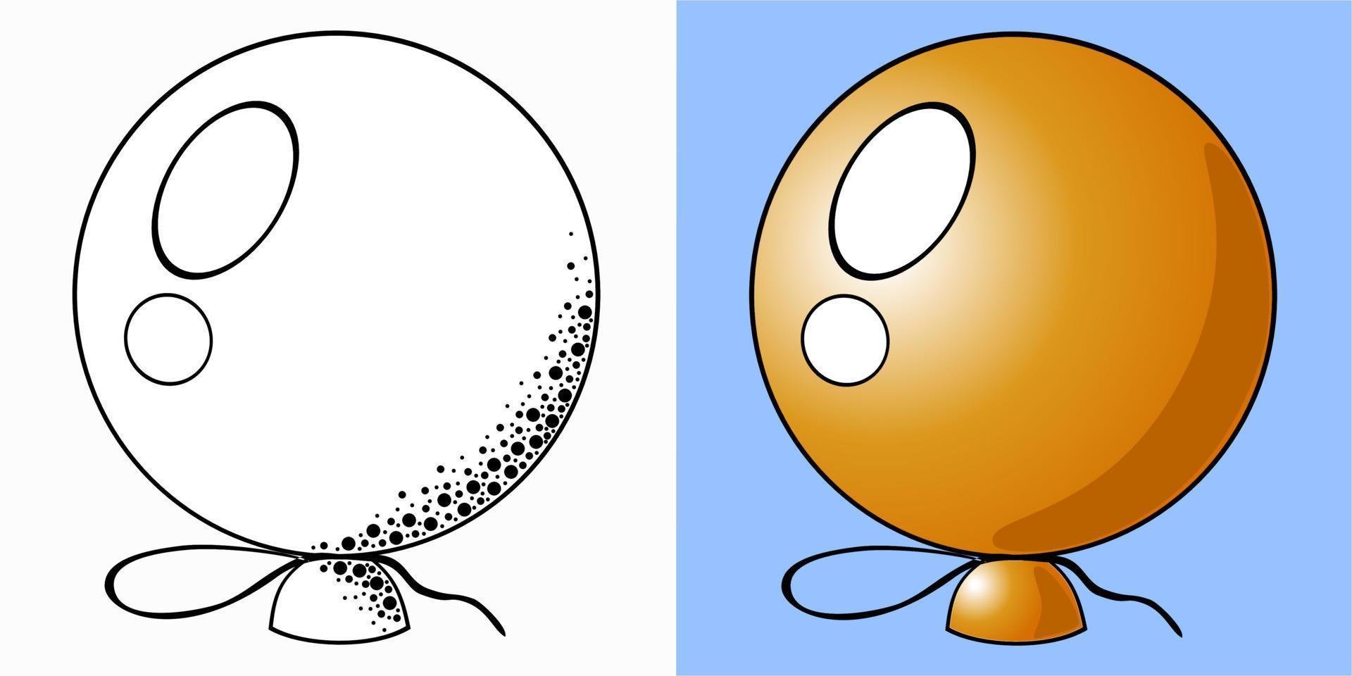 Set of illustrations, round orange balloon color and monochrome vector