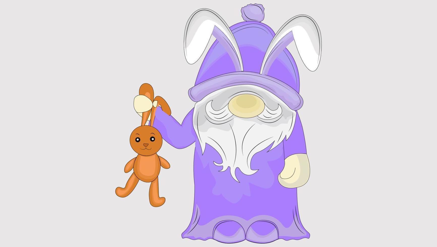 señor gnomo con orejas de conejo de pascua vector