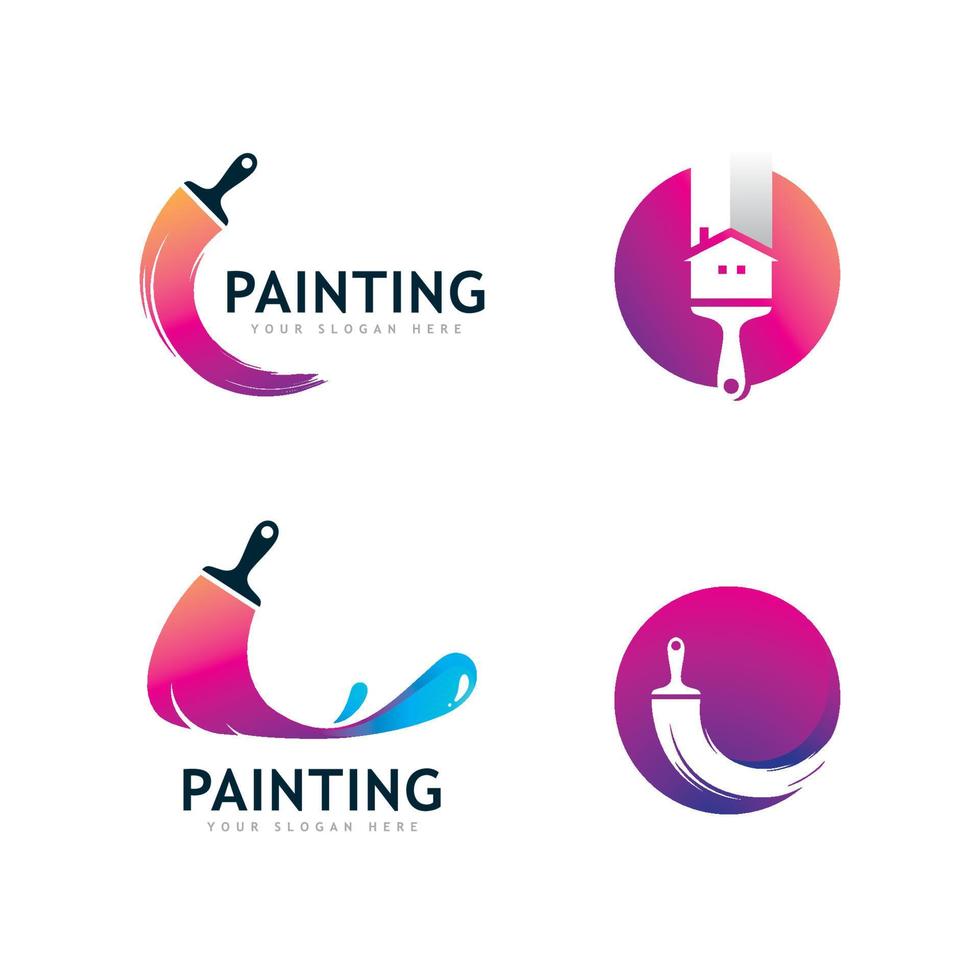 Paint logo full color luxury design style. Creative Brush concept vector