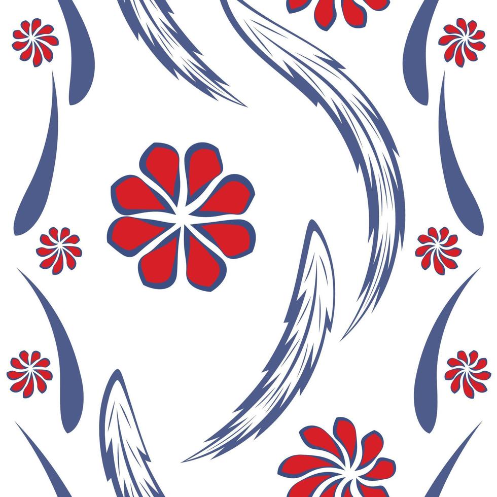 Folk flowers print Floral pattern Ethnic art vector