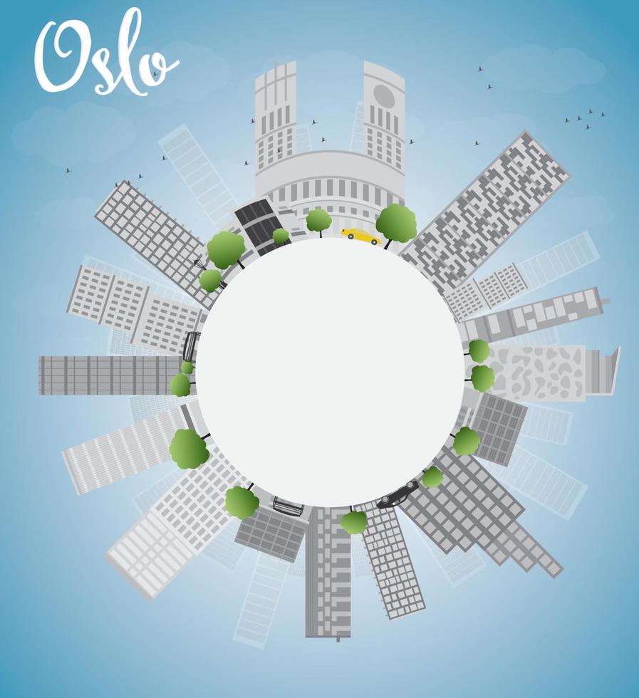 Oslo Skyline with Grey Building, Blue Sky and copy space. vector